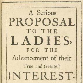 Title-page of Mary Astell's "A Serious Proposal to the Ladies, for the Advancement of their true and greatest Interest", part 1, third revised edition, dated 1696, published as "By a Lover of Her Sex".