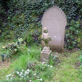 Grave of Beryl Bainbridge in Highgate Cemetery. The stone reads "Beryl Bainbridge, DBE, 1932-2010, Writer, Loved and Missed"