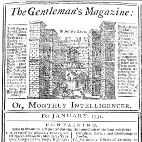 Black and white photograph of Page one of the first issue of the "Gentleman's Magazine", the journal in which all known writing by the unidentified Fidelia appeared.