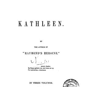 Title-page of Isabella Neil Harwood, "Kathleen", 1868.