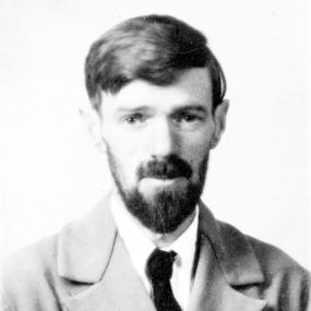 D. H. Lawrence, passport photograph (therefore straight-on head and shoulders), 24 February 1929. He is unsmiling, and his jacket, tie, beard and moustache are conspicuously neat.