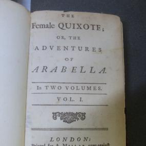 Title-page of Charlotte Lennox's famous novel "The Female Quixote", 1752, vol. 1.