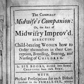 Photograph of the title-page of "The Midwives Book, or the Whole Art of Midwifery Discovered", 1671, by Jane Sharp (in its slightly differently titled third edition, 1674).