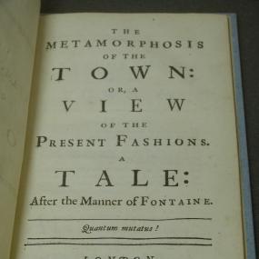 Title-page of Elizabeth Thomas's anonymous social-comment poem "The Metamorphosis of the Town", 1730.