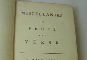 Title-page of Mary Jones's "Miscellanies in Prose and Verse", published with her name at Oxford, 1750.